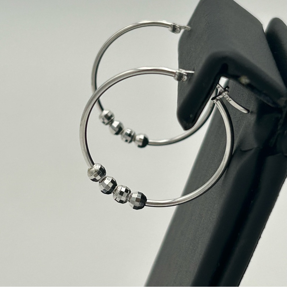 Elegant Silver Hoop Earrings with Black Accents
